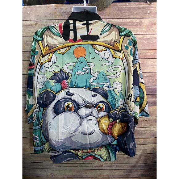 Shein XL Cartoon Panda And Chinese Letter Pattern Women's Creative Loose Kimono - Picture 3 of 11